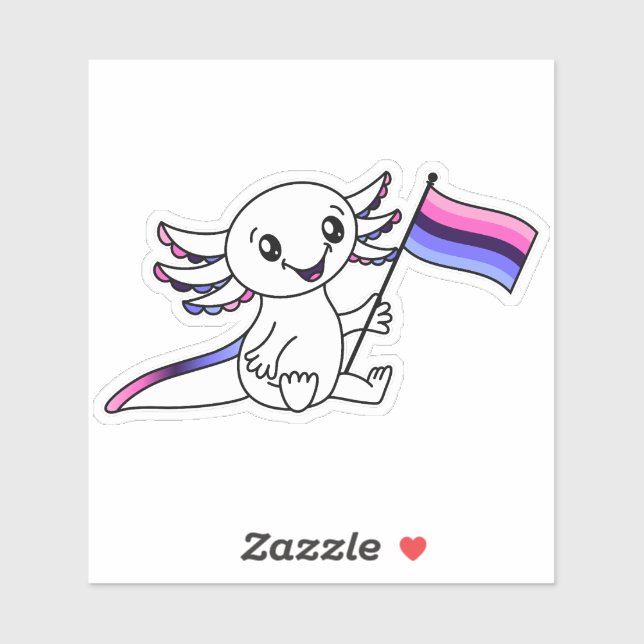 Cute Axolotl with Omnisexual Pride Flag LGBTQ+ Sticker (Sheet)