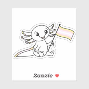 Cute Axolotl with Pangender Pride Flag LGBTQ+ Sticker