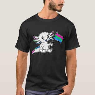 Cute Axolotl with Polysexual Pride Flag LGBTQ+ T-Shirt