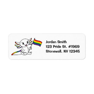 Cute Axolotl with Rainbow Pride Flag LGBTQ+ Label