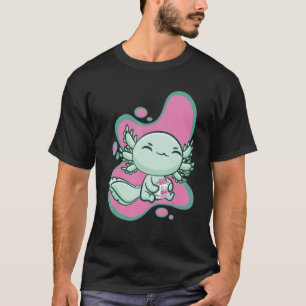 Cute Axolotl With Strawberry Milk And Bubble Tea B T-Shirt