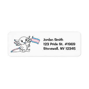 Cute Axolotl with Trans Pride Flag LGBTQ+ Label