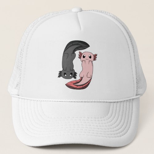 Cute Axolotl Yin Yang Trucker Hat