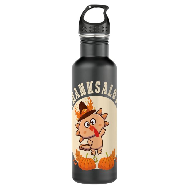 Cute Axolotls Axolotl Lovers Thanksgiving Axolotl  Stainless Steel Water Bottle (Front)