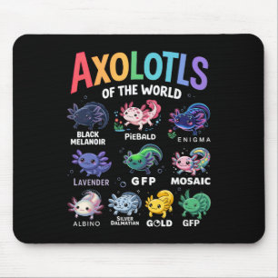 Cute Axolotls Of The World Kawaii Axolotl Cute Art Mouse Pad