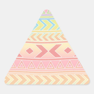 Cute Aztec Influenced Pattern in Pastel Colors Triangle Sticker