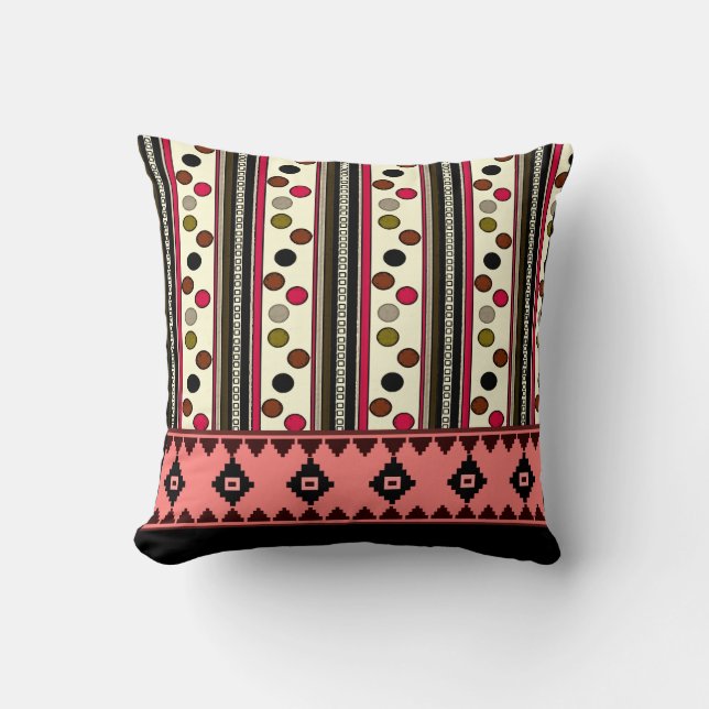 Cute Aztec White Throw Pillow (Front)