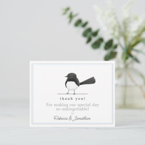Cute BW Bird _ Simple Elegant Wedding Thank You Note Card