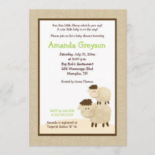 Cute Baa Baa Sheep 5x7 Baby Shower Invite Neutral