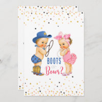 Cute  Babies Boots Or Bows Gender Reveal Invitation