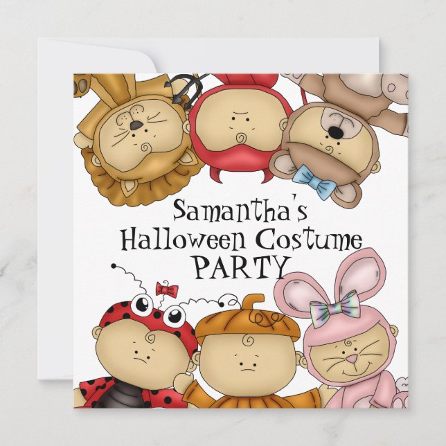 Cute Babies Halloween Costume Party Invitation (Front)
