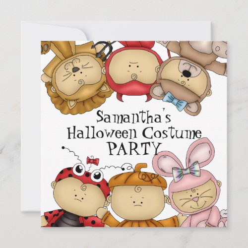 Cute Babies Halloween Costume Party Announcements