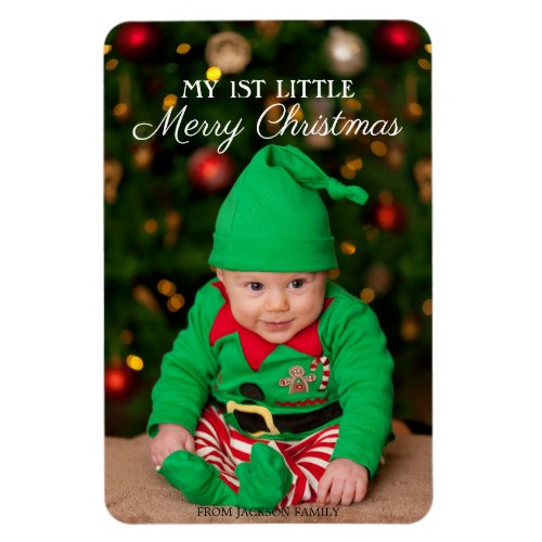 Cute Baby 1st Little Merry Christmas Photo Magnet