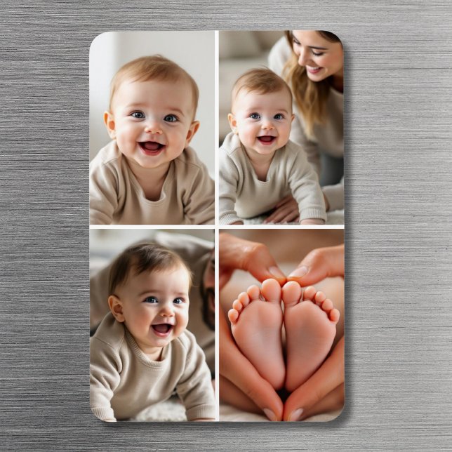 Cute Baby 4 Photo Collage Picture Magnet (Creator Uploaded)