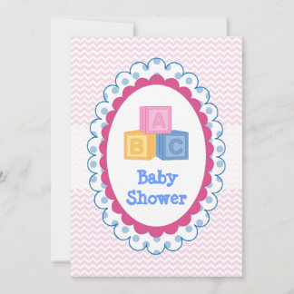 Cute Baby ABC Blocks Baby Shower Invitation