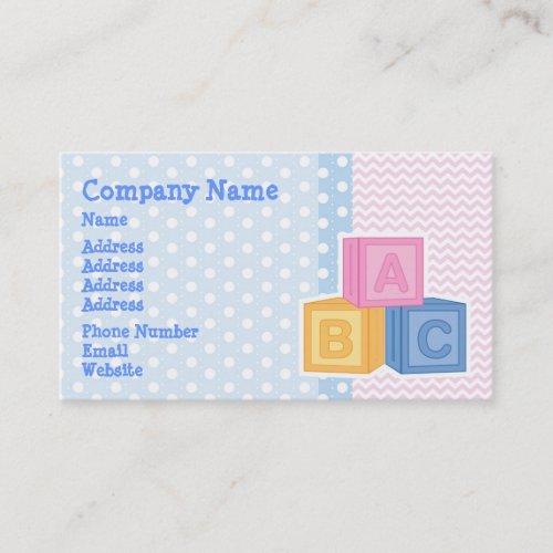 Cute Baby ABC Blocks Polka Dot Business Card Templates