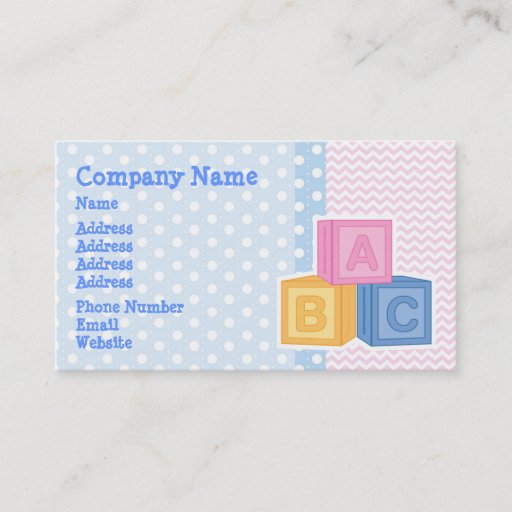 Customizable Cute Baby ABC Blocks Polka Dot Business Card Templates