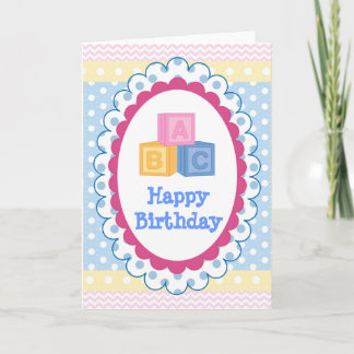 Cute Baby ABC Polkadot Birthday Card