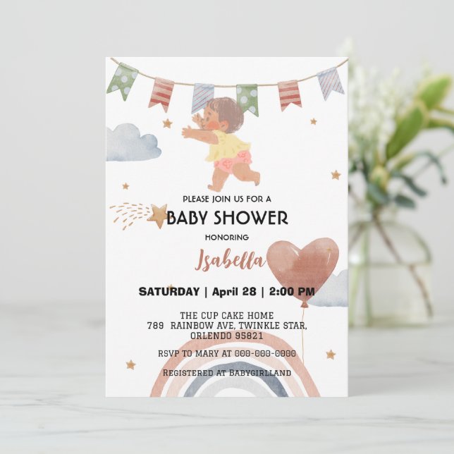 Cute baby African american kids baby shower Invitation (Standing Front)