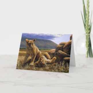 Cute Baby African Lion Cubs Card