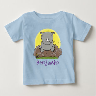 Cute baby african rhino cartoon illustration T-Shirt