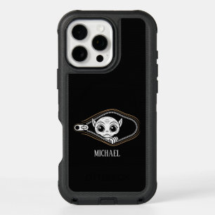 Cute Baby Alien Peeking Through Zipper Space Funny iPhone 16 Pro Max Case