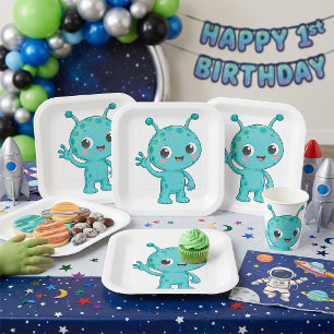 Cute Baby Alien Space Monster Paper Plates