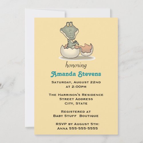 Cute Baby Alligator Baby Shower Invitation