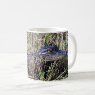 Cute Baby Alligator in Tall Grass Wildlife Photo Coffee Mug