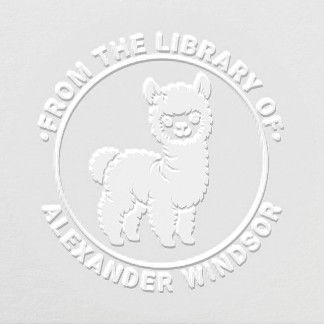 Cute Baby Alpaca Standing #1 Library Book Name Embosser (Design)