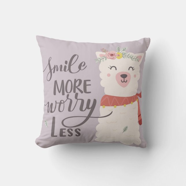 Cute Baby Alpaca Throw Pillow (Front)