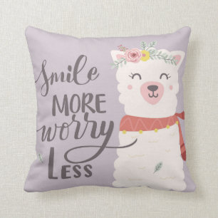 Cute Baby Alpaca Throw Pillow