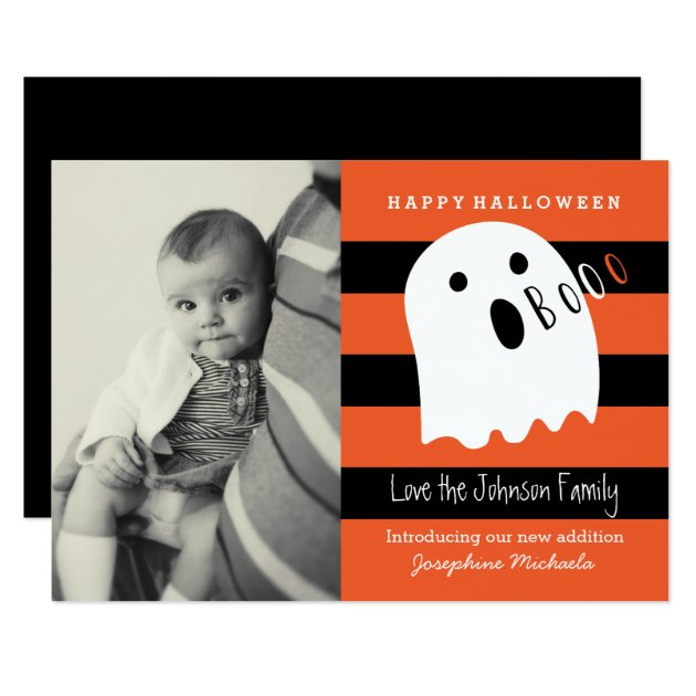 Cute Baby And Ghost Halloween Photo Invitation