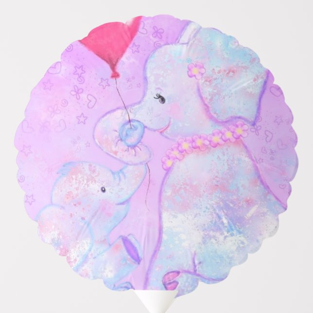 Cute Baby and Mom Elephant Balloon (Front)
