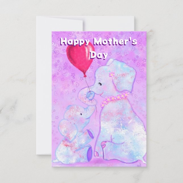 Cute Baby and Mom Elephant Mother's Day Card (Front)