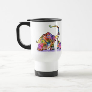 Cute Baby and Mom Elephant Travel Mug