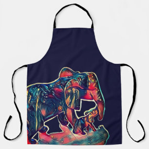 cute baby and mommy elephant  apron