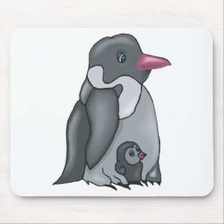 cute baby and mommy penguin mouse pad