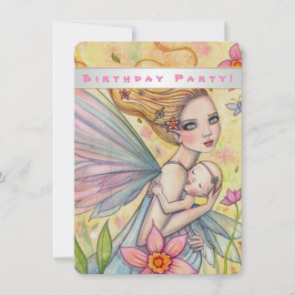 Cute Baby and Mother Birthday Party Invites