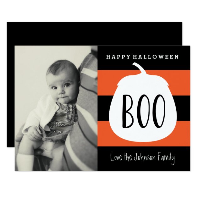 Cute Baby And Pumpkin Halloween Photo Invitation