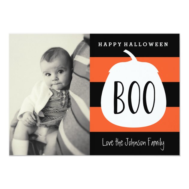 Cute Baby And Pumpkin Halloween Photo Invitation