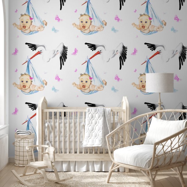 Cute Baby and Stork Funny Wallpaper (Kids)