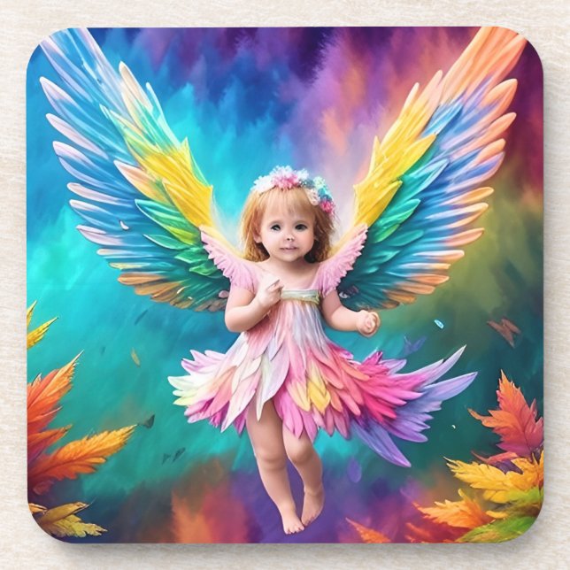 Cute Baby Angel Wings Art-38424 Beverage Coaster (Front)