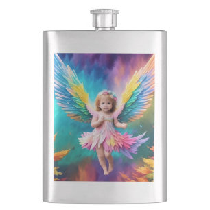 Cute Baby Angel Wings Art-38424 Flask