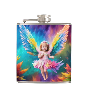 Cute Baby Angel Wings Art-38424 Flask