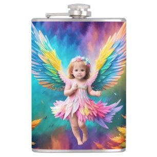 Cute Baby Angel Wings Art-38424 Flask