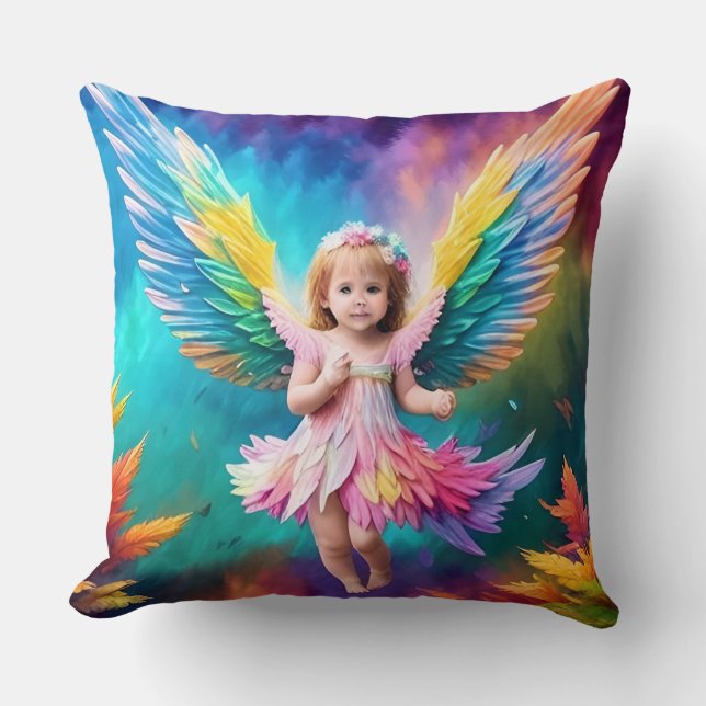 Cute Baby Angel Wings Art-38424 Throw Pillow (Front)