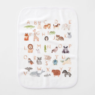 Cute Baby Animal Alphabet Burp Cloth