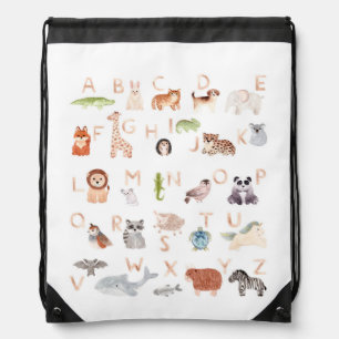 Cute Baby Animal Alphabet Drawstring Bag
