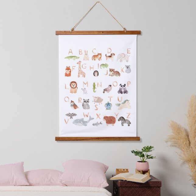 Cute Baby Animal Alphabet Hanging Tapestry (Bedroom)